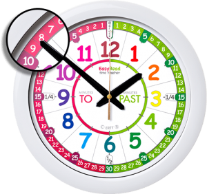 time teaching wall clock rainbow face