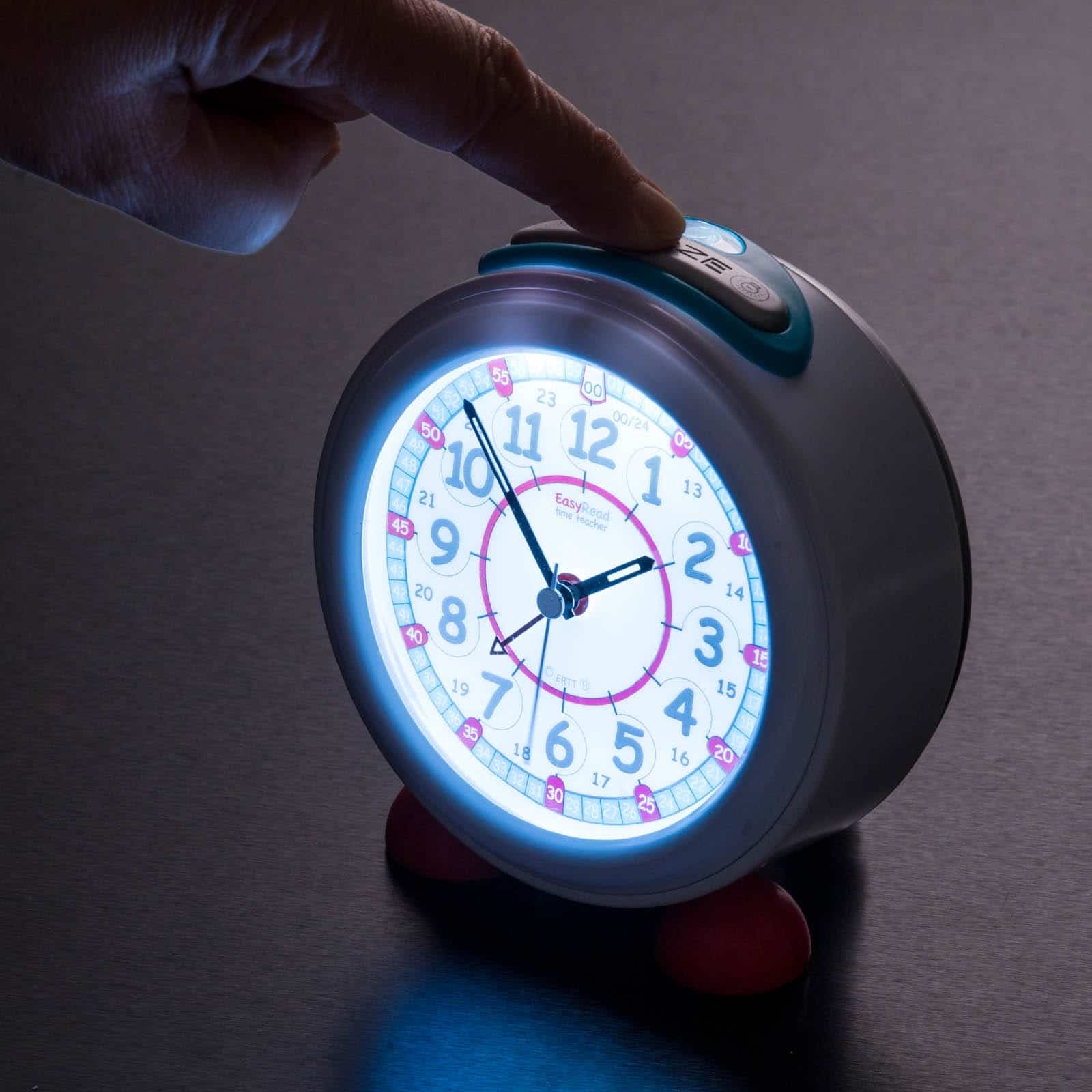 Illuminated alarm clock red blue face EasyRead Time Teacher