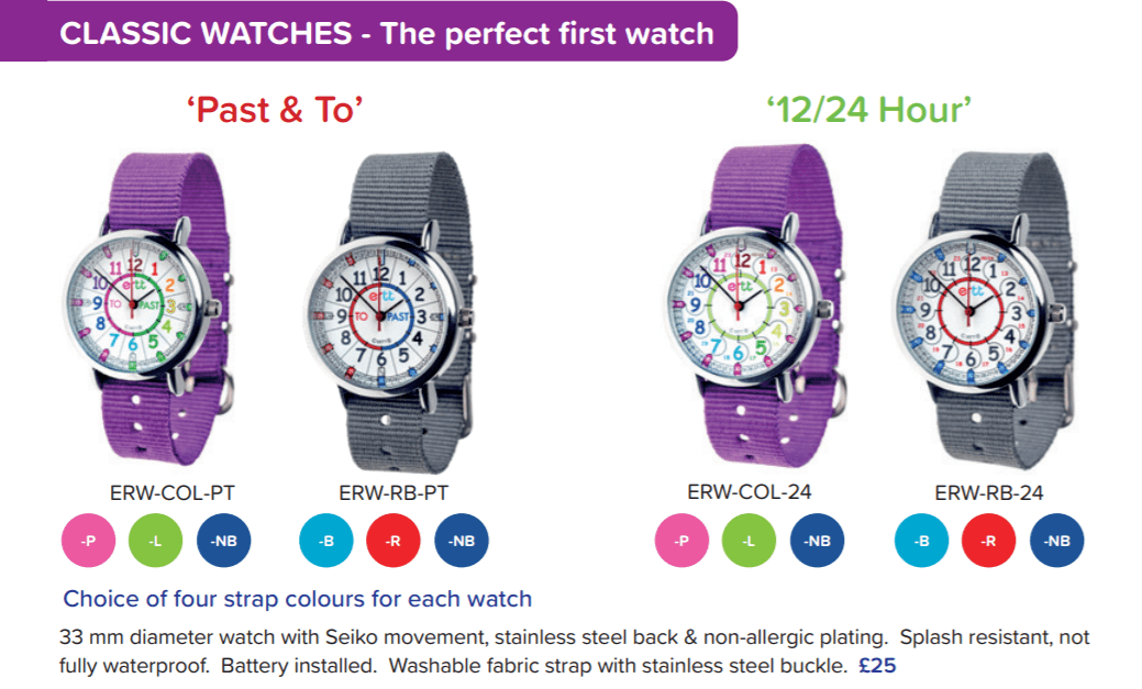 Find your kids first watch or clock in our latest catalogue